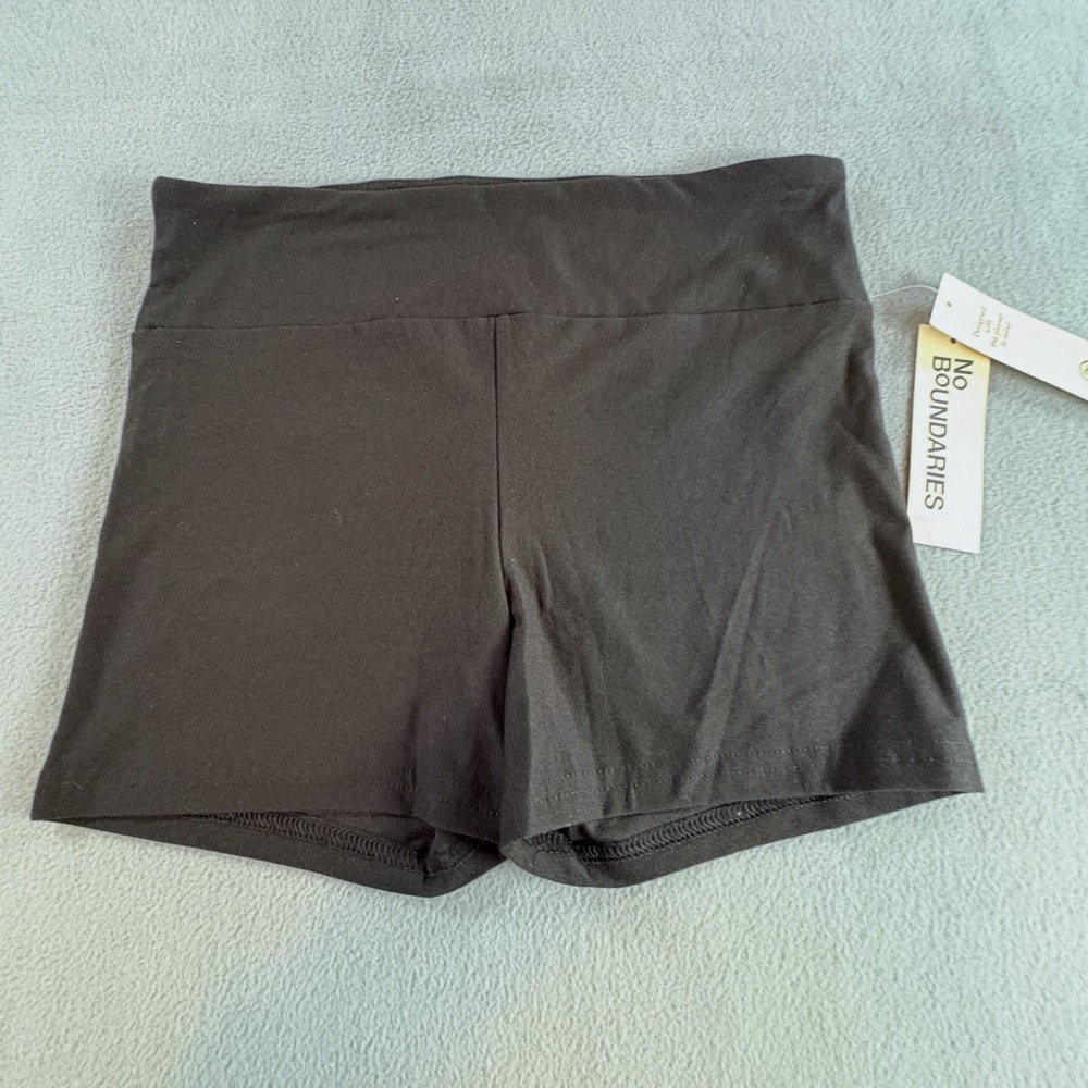 No Boundaries Women's Shorty Shorts Black Soot High Rise Athletic S/M NWT